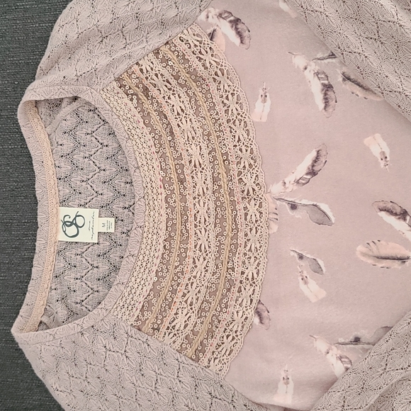 One September Aves Feather BoHo Mixed Media Top M - Picture 11 of 13